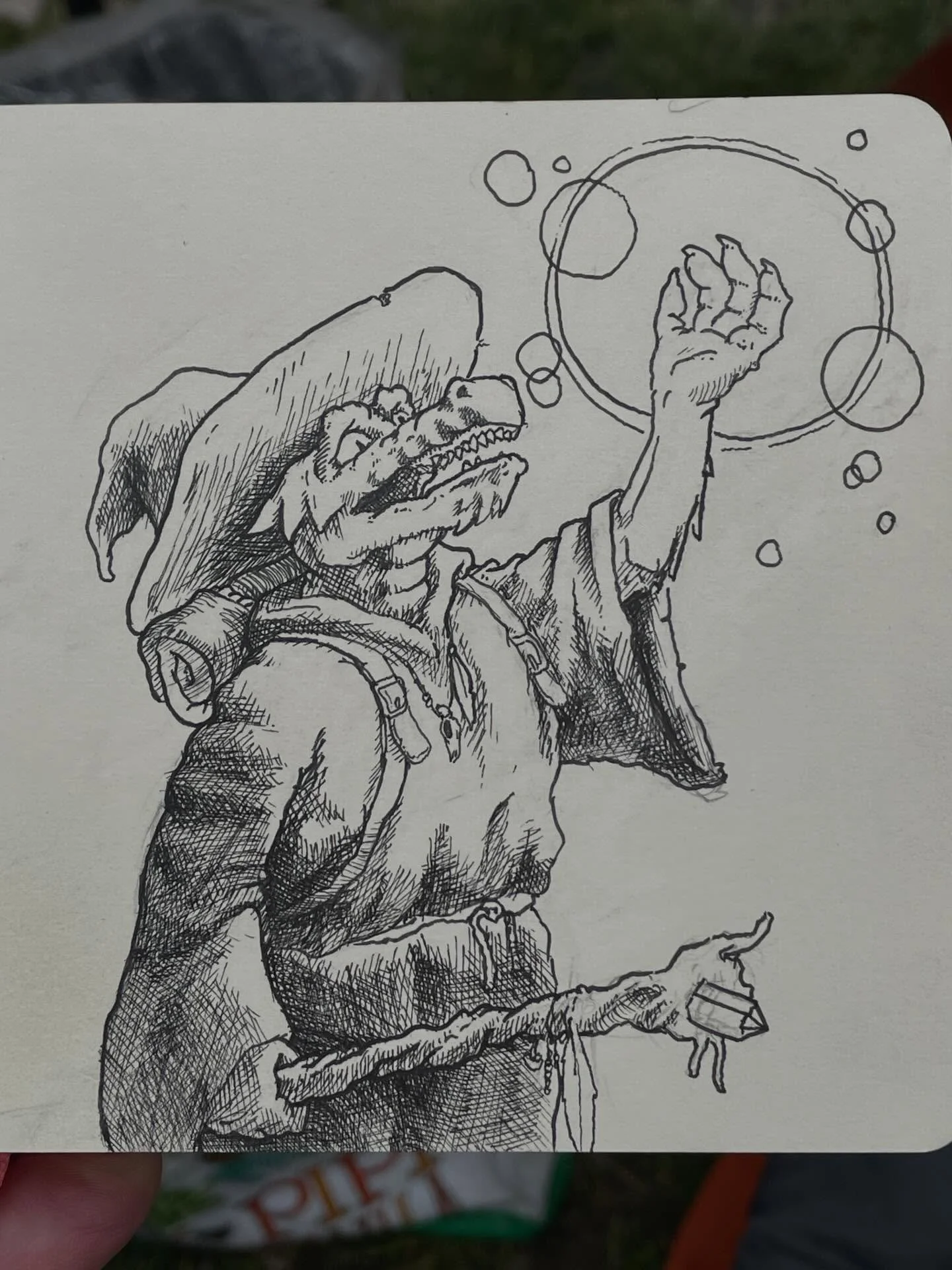 While hanging out at CutieFest I had time to doodle a little wizard kobold in my Little Monsters sketchbook.