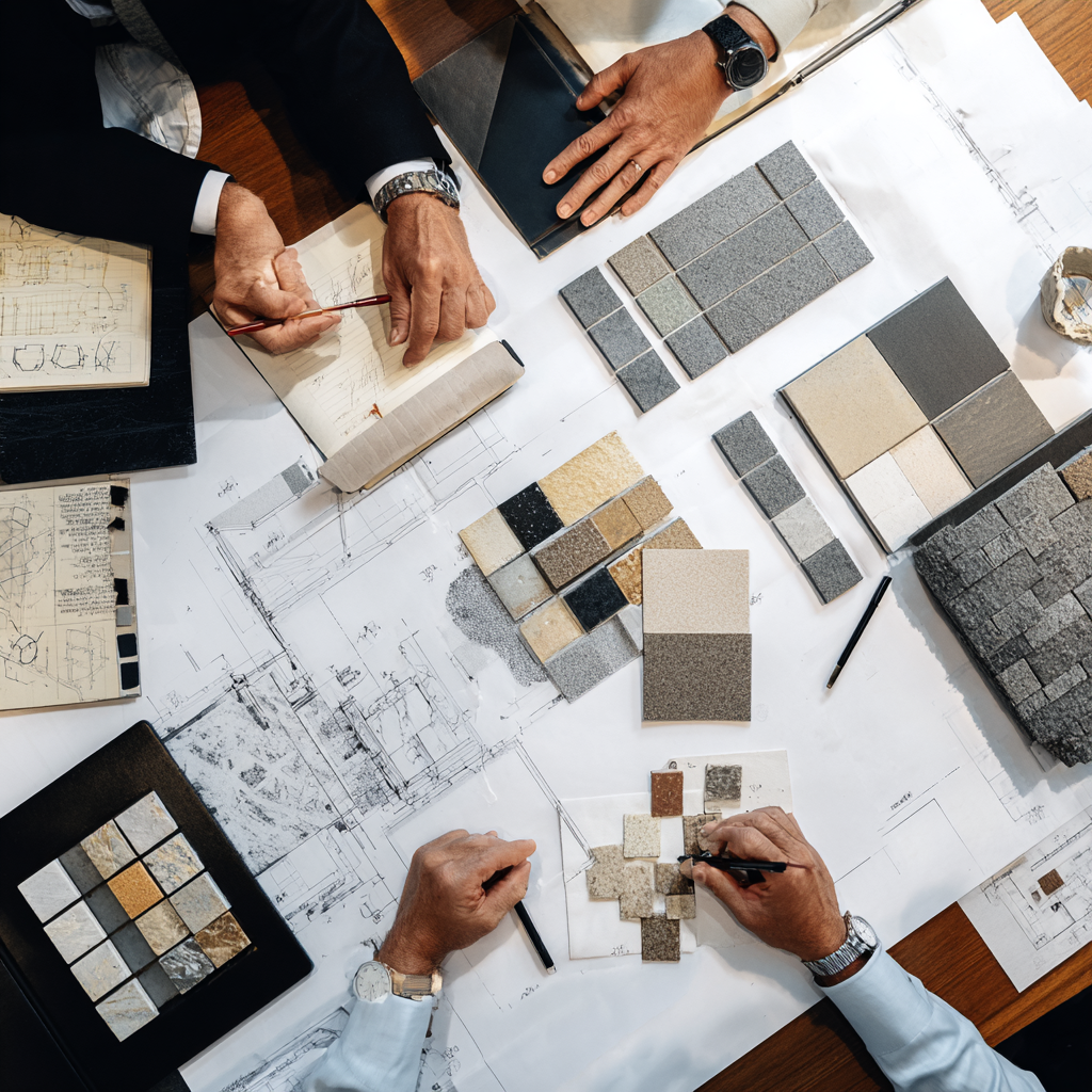 Geometric drawing of an outline square with sections divided by vertical, horizontal, and diagonal lines.