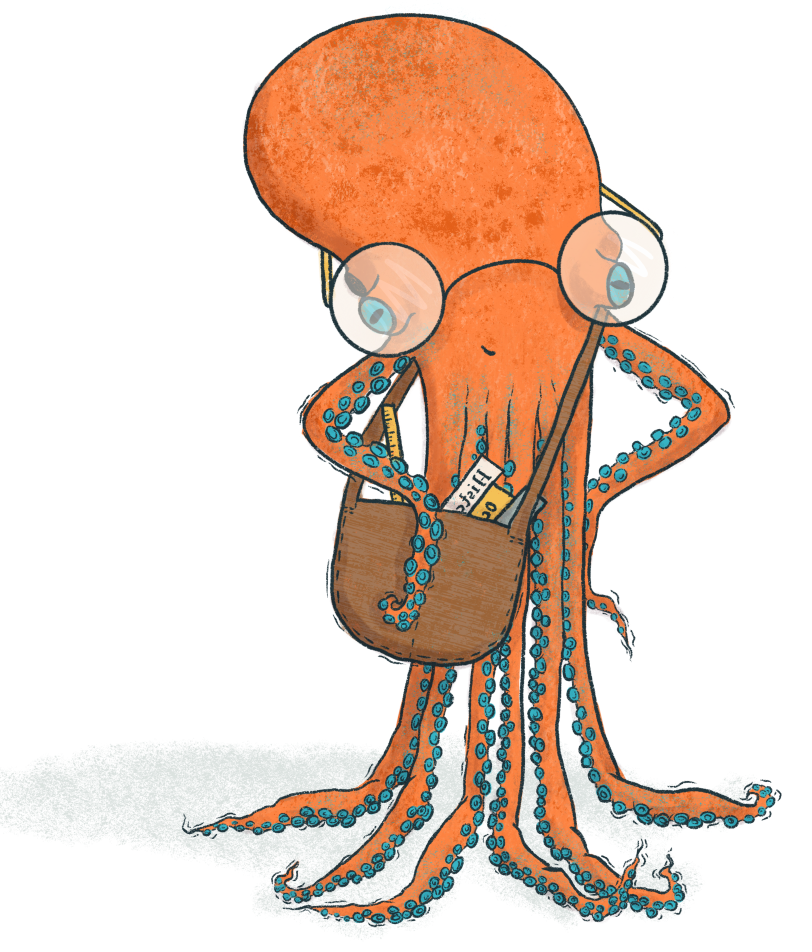 Cute Academic Octopus Illustration