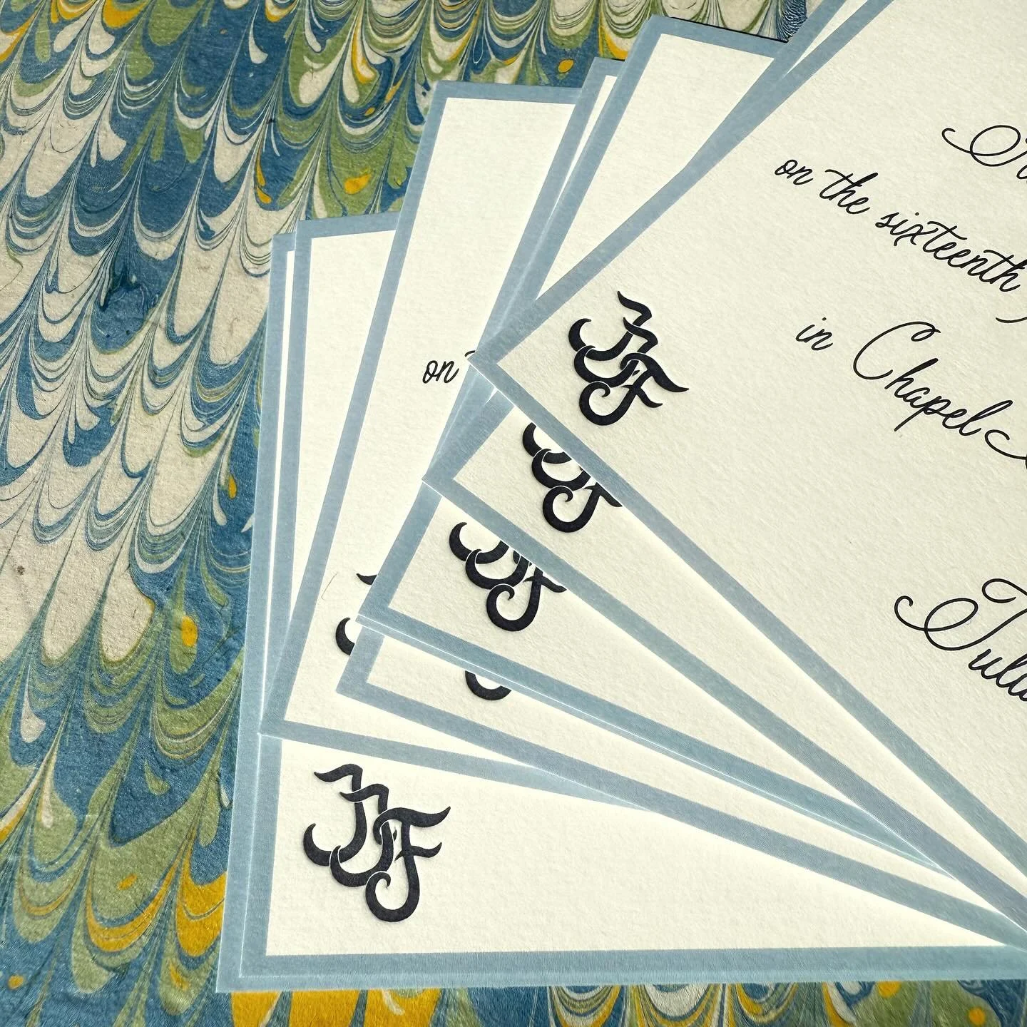personal stationery inspired save the dates for J+J with hand made marbled paper liners by @himaldesign