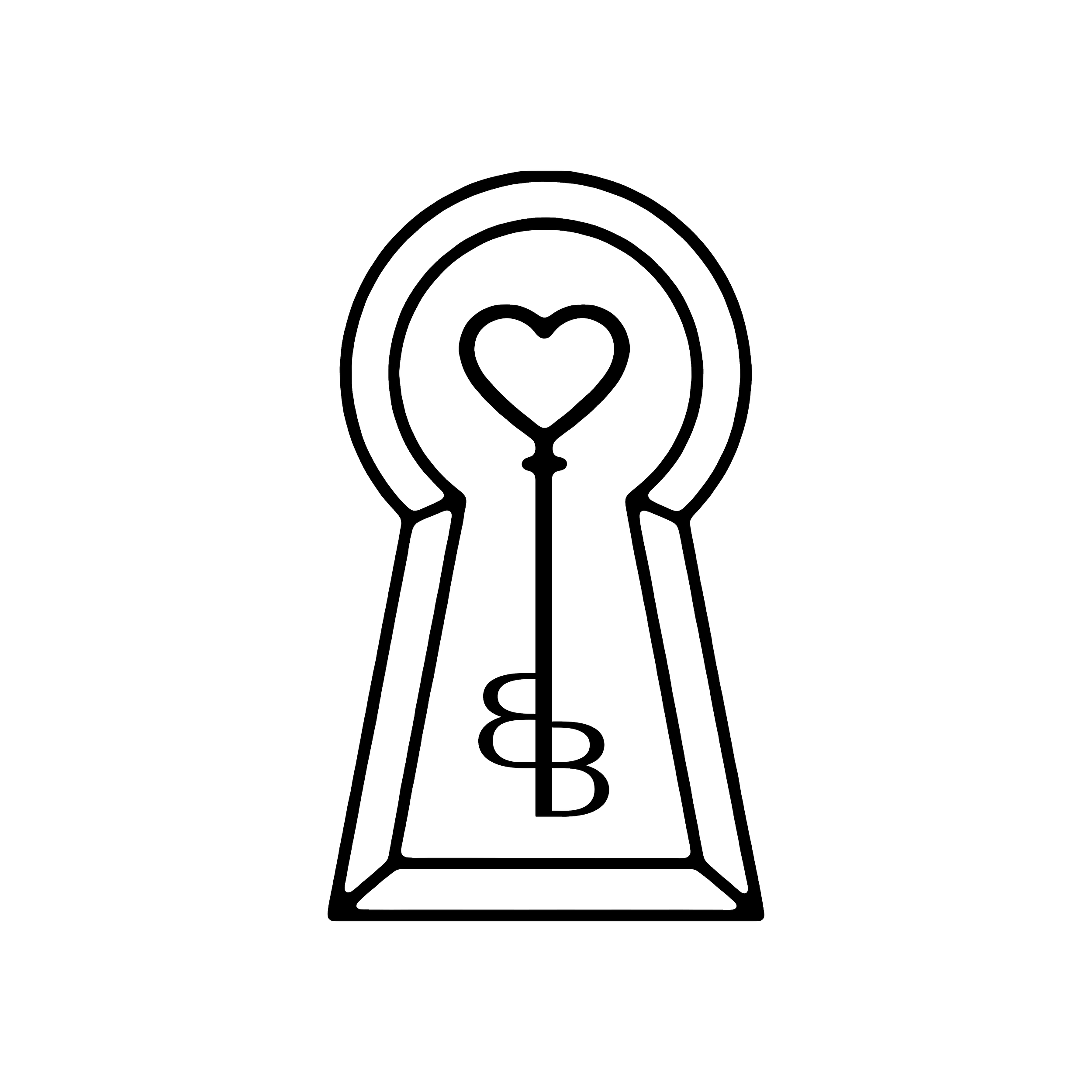Lock and Key Icon featuring a heart and the letters BB