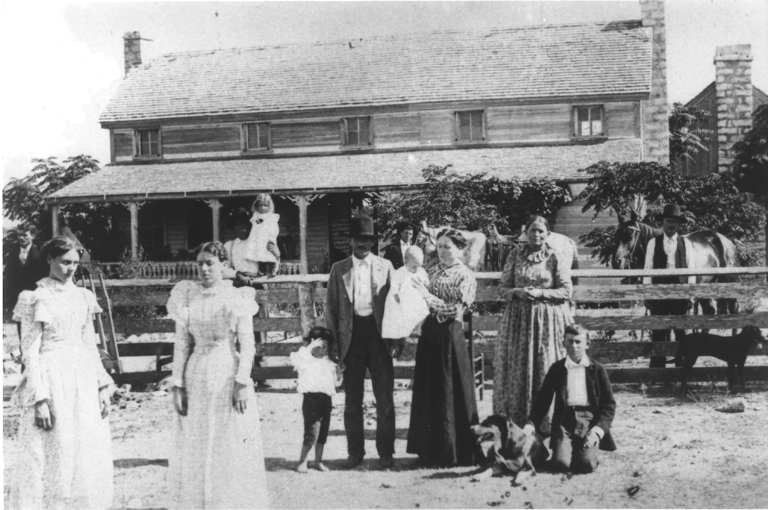 The Andrew Jackson Frazier family, original owners of the ranch house in the 1870s.