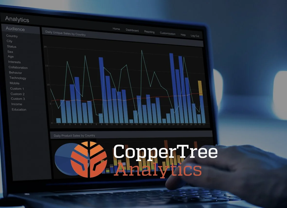 Laptop screen with a graph produced by CopperTree Analytics
