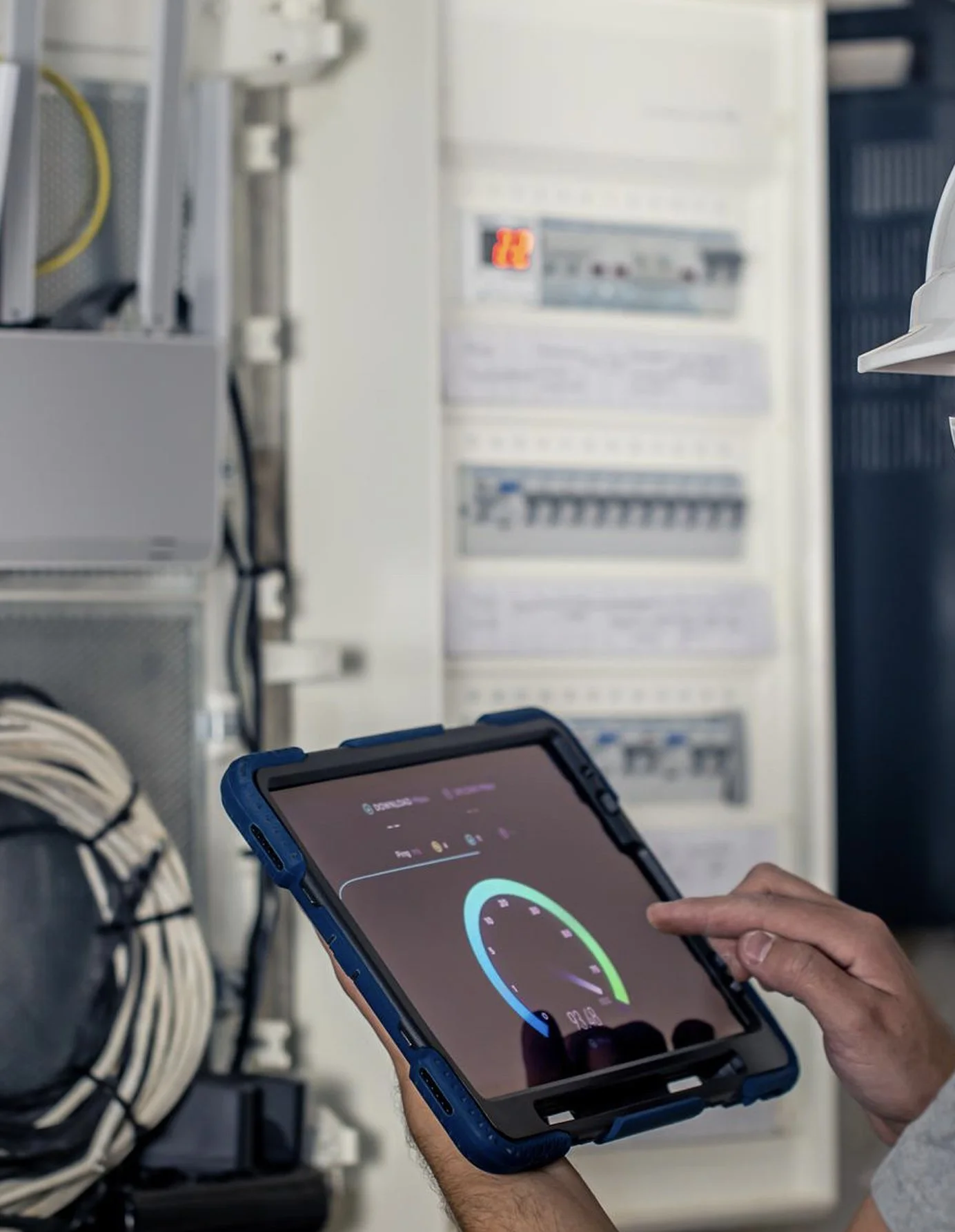 Person looking at a smart meter screen on a device