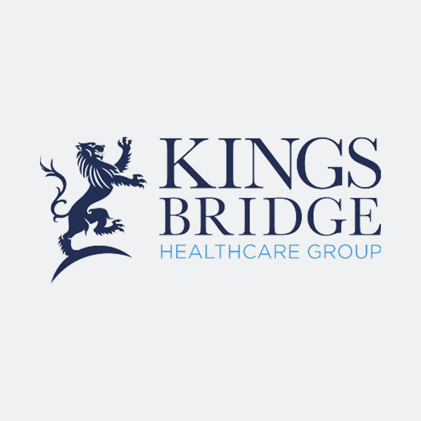 Logo for Kings Bridge Healthcare Group, featuring a stylized lion and the company's name.