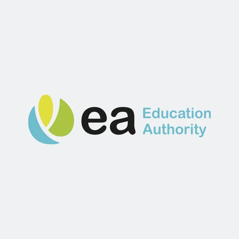 Logo of Education Authority with a stylized icon in blue, yellow, and green, followed by the text 'ea' in black and 'Education Authority' in blue.