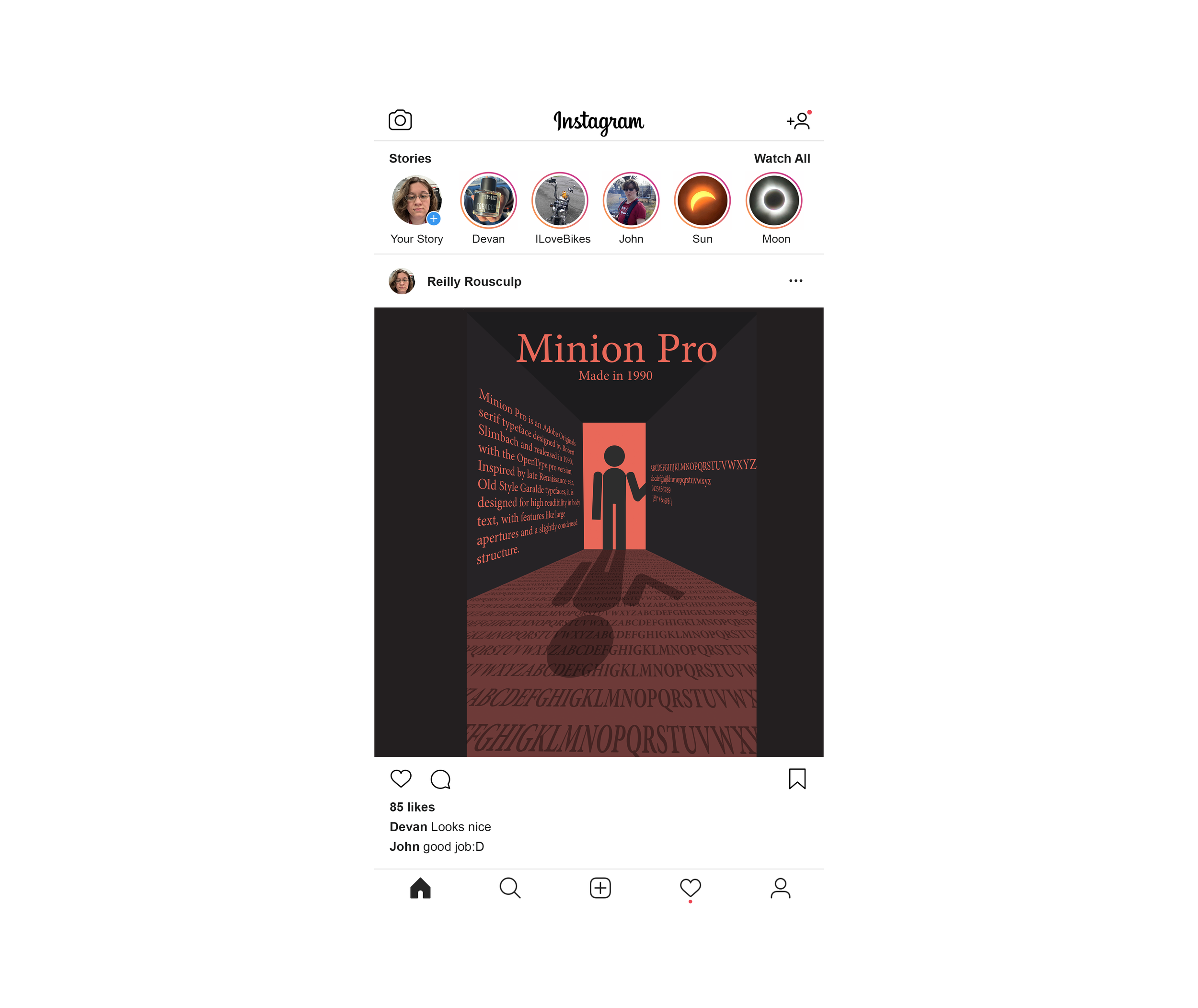 Typeface poster, project 1, social media mockup