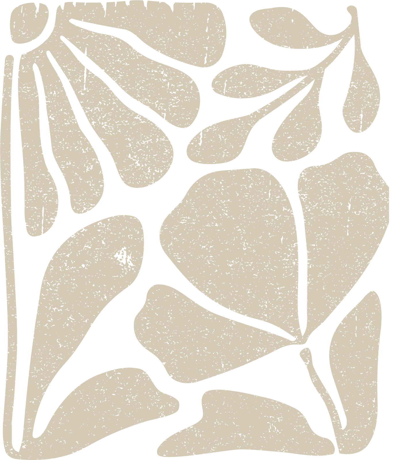 A stylized floral pattern in beige and black with abstract flower and leaf shapes.
