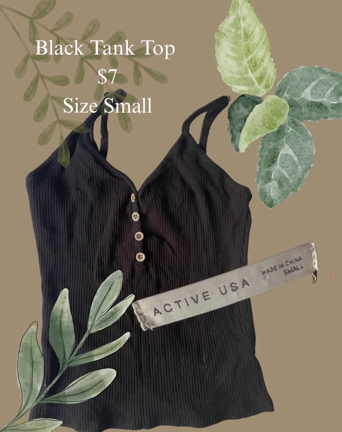 Black Buttoned Tank Top