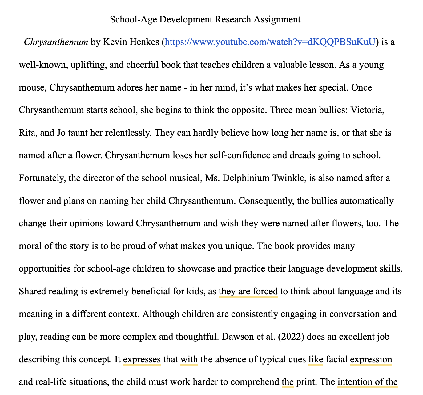 school-age language development - research assignment 