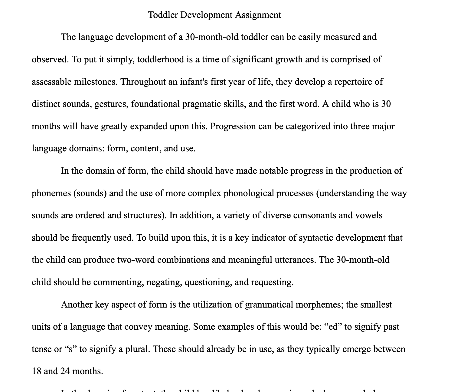 toddler language development - research assignment 