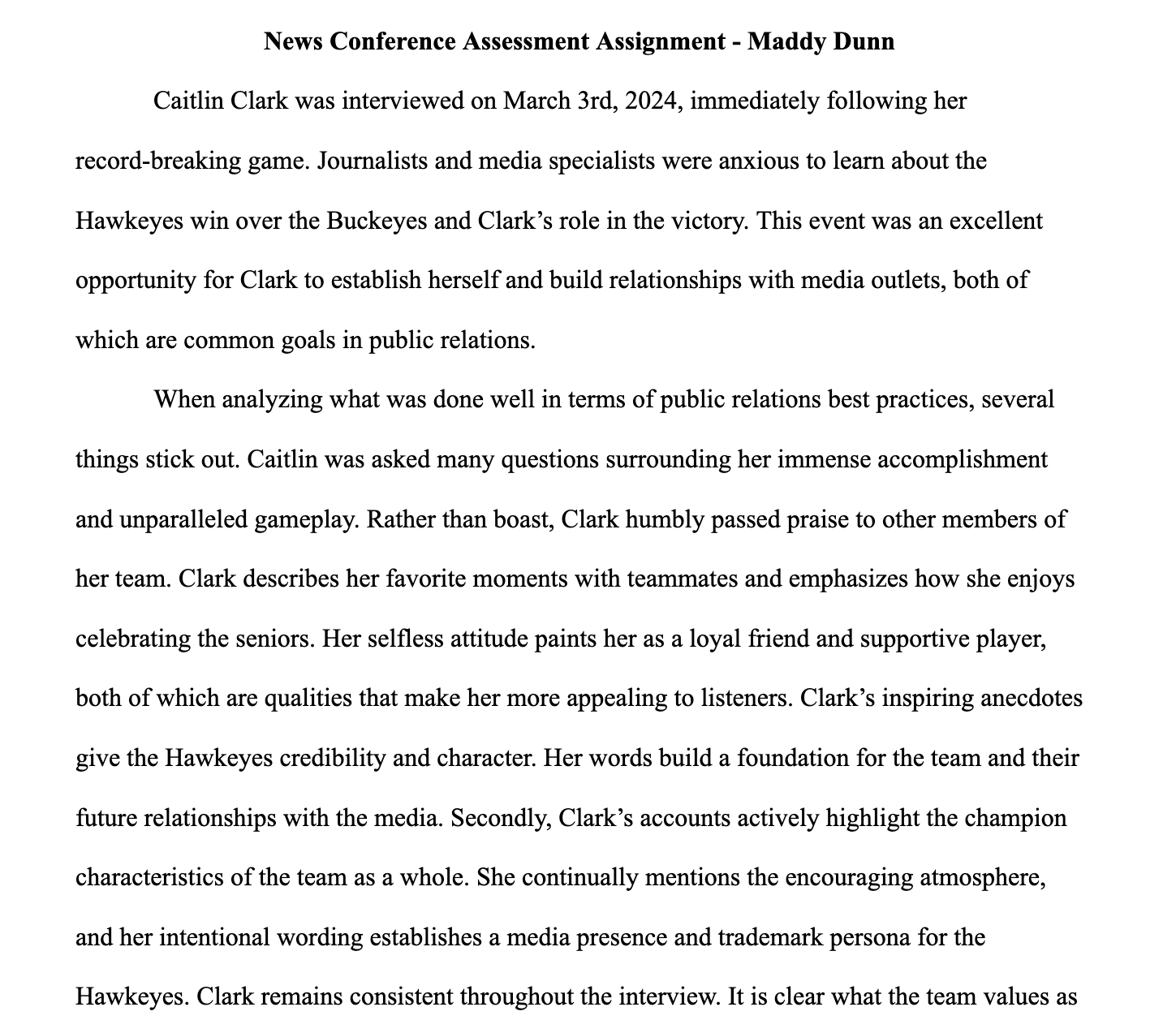 news conference assessment
