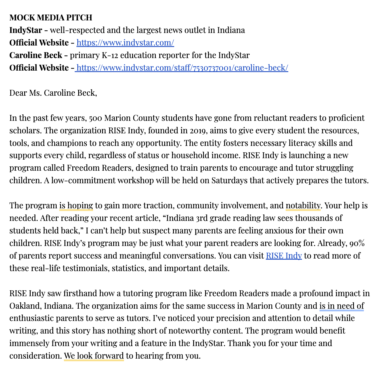 mock media pitch #2