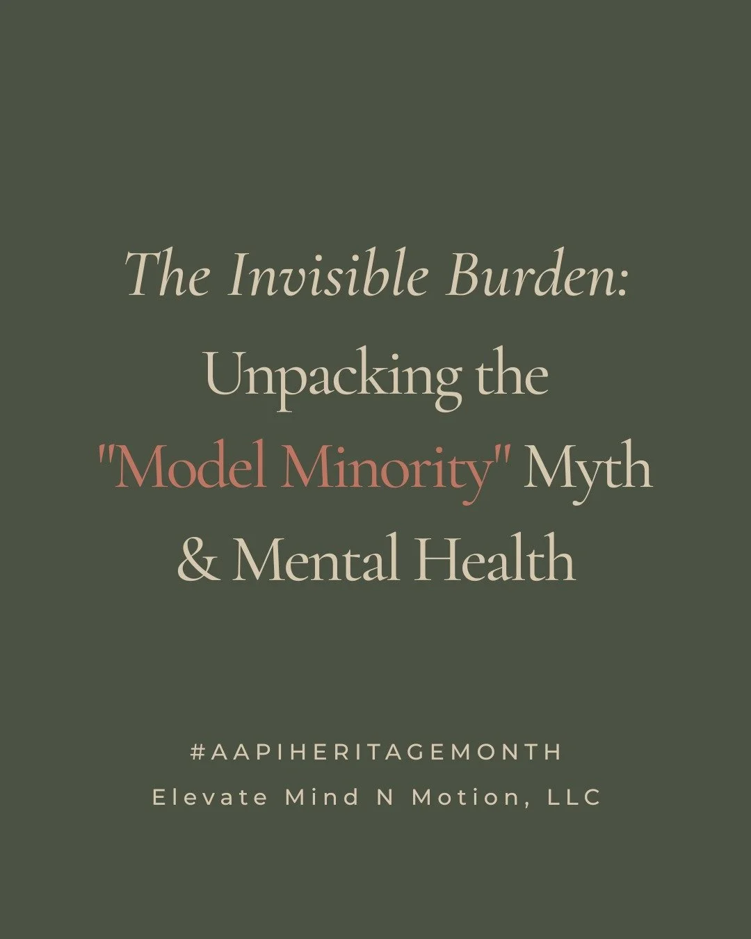 The Cost of the "Model Minority" Myth 📉
May is #AAPIHeritageMonth a vital time to dismantle the invisible myths impacting the community&rsquo;s mental health.

While the "Model Minority" stereotype is often disguised as a complim
