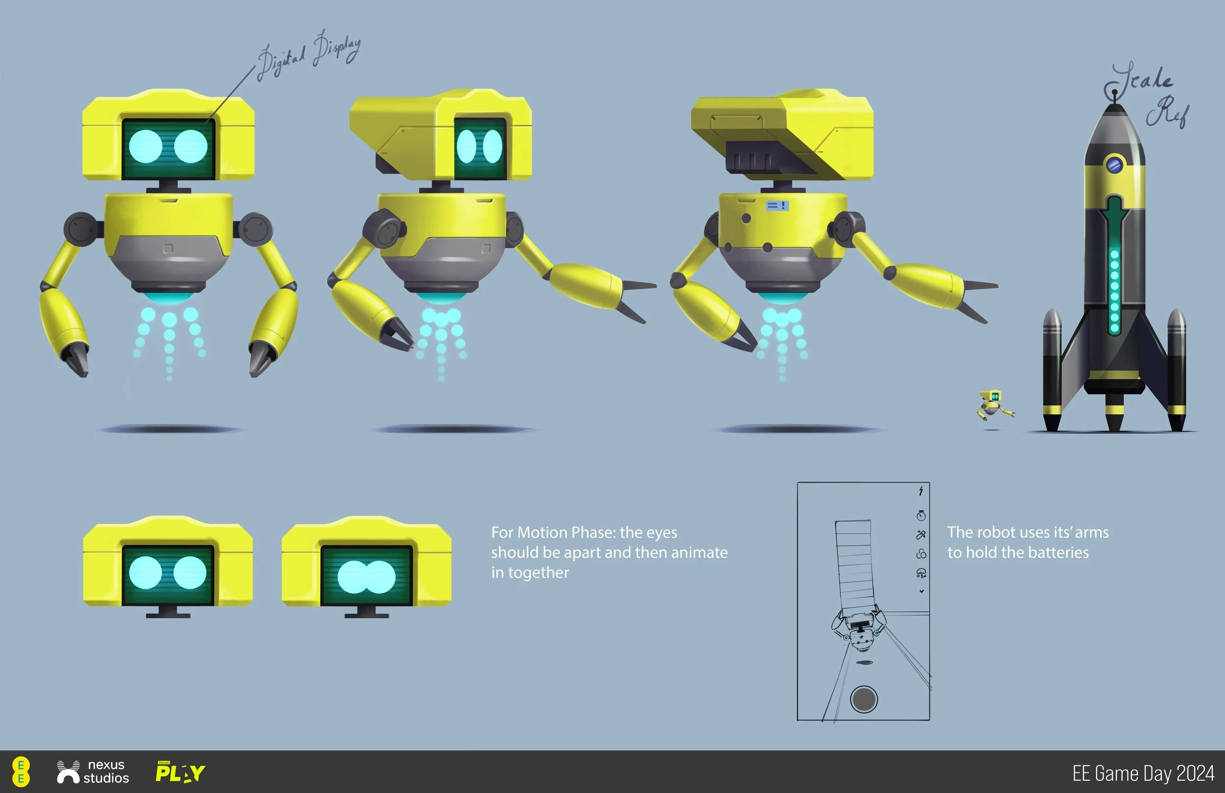 This robot character had to have a lot of visual interest whilst being very low-poly!