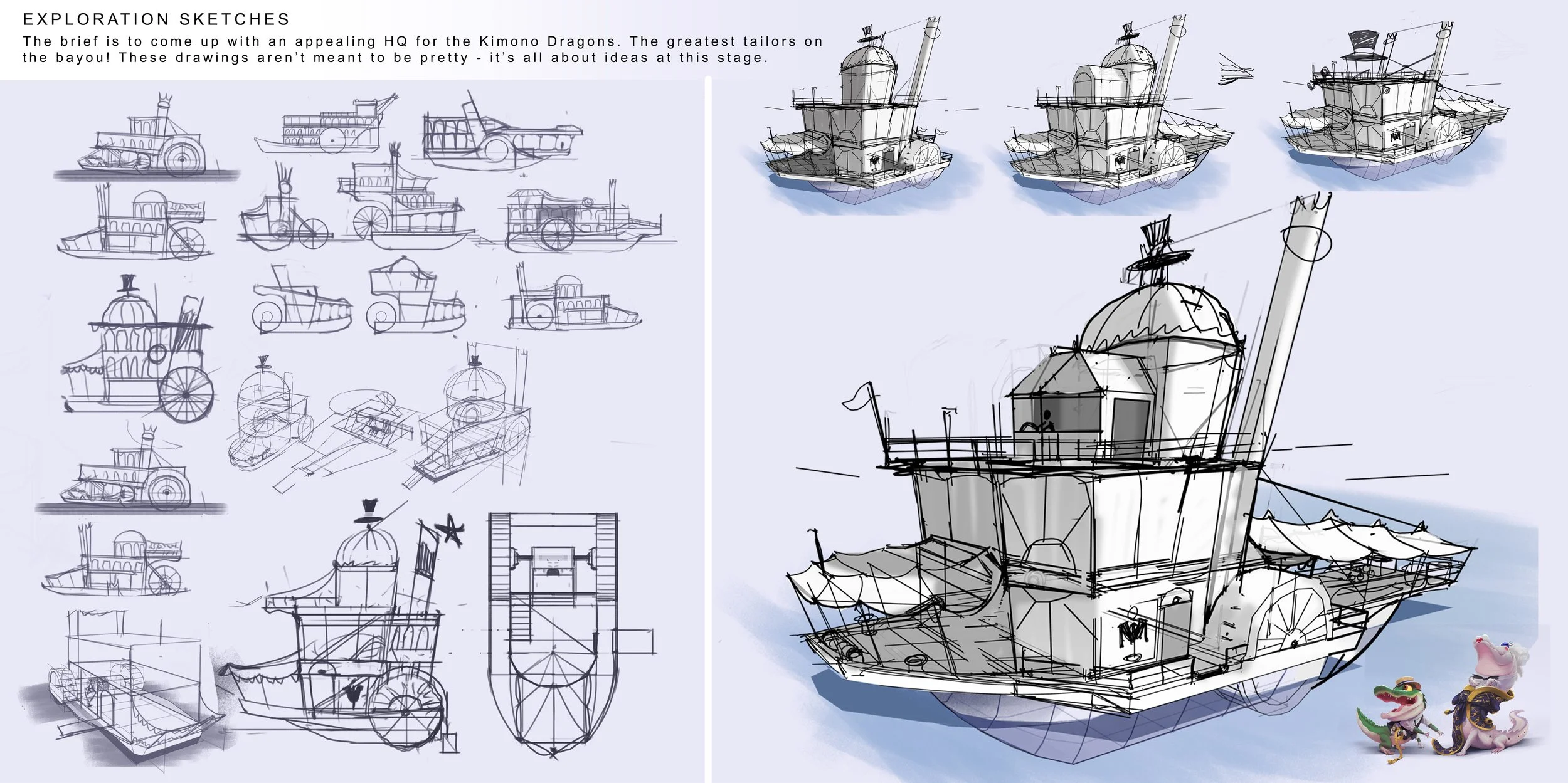 Initial ideation for the tailor shop/vehicle design