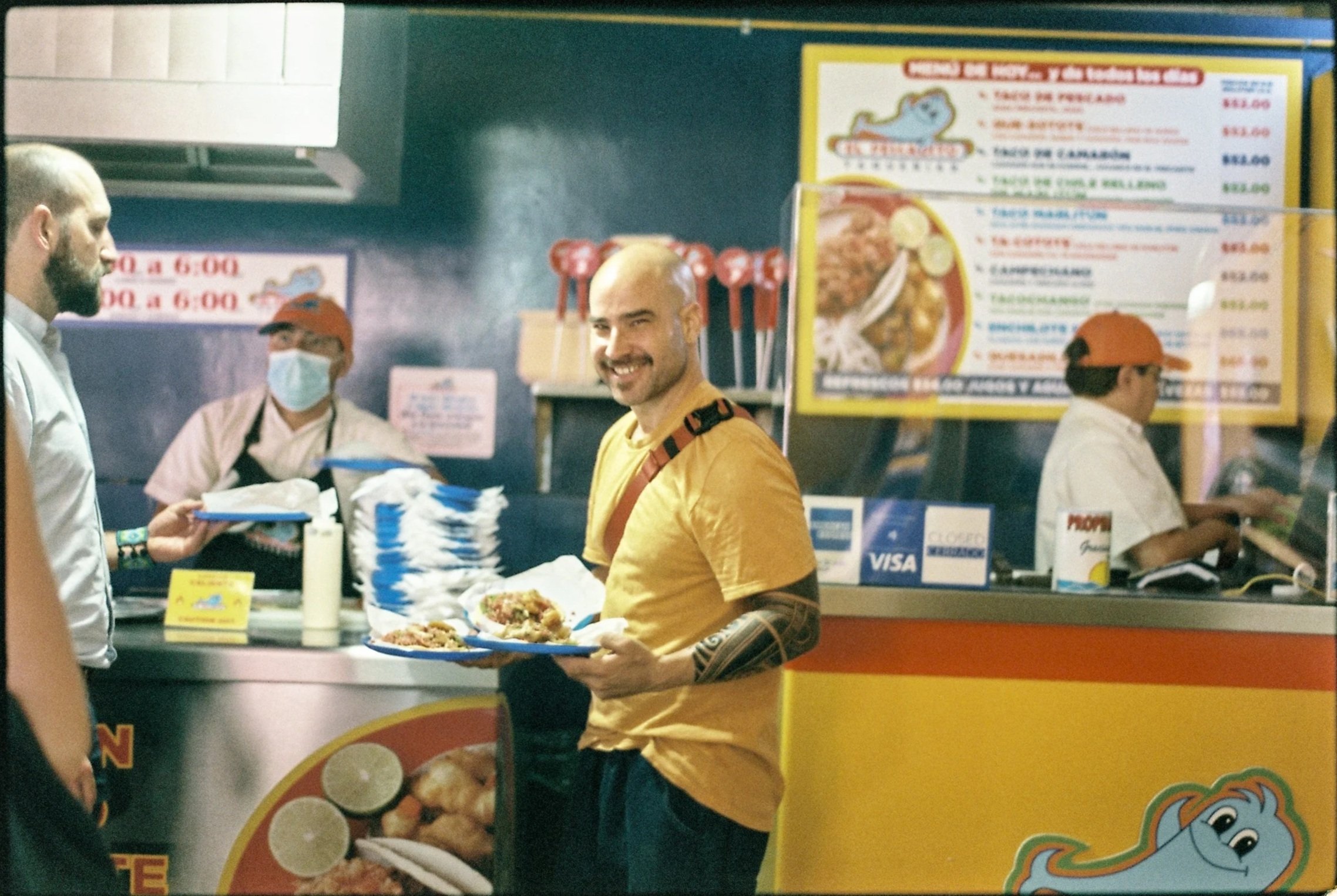 Avidan gets ready to serve guests tacos from Pescadito in Roma Norte, Mexico City.