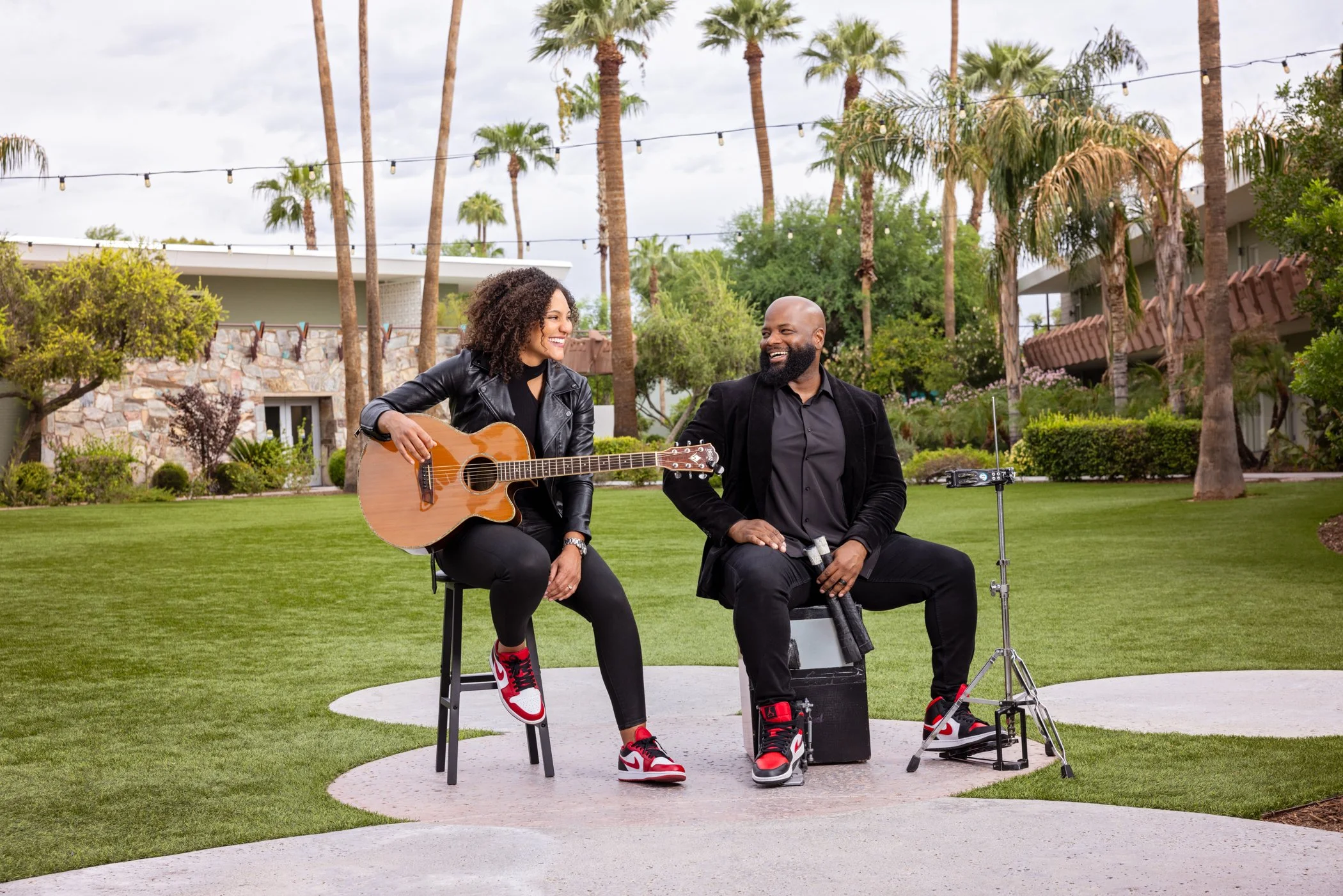 OLD TOWN LOVE acoustic duo performing live at a luxury Arizona resort — Dennis Williams on vocals, Julianne on acoustic guitar