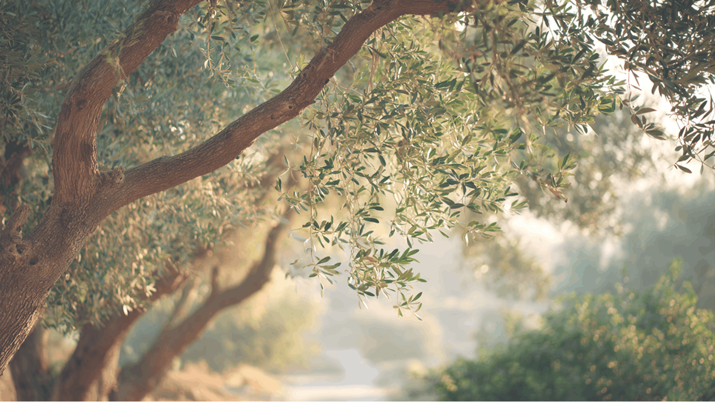 Sunlit tree branches with green leaves in a park scene
