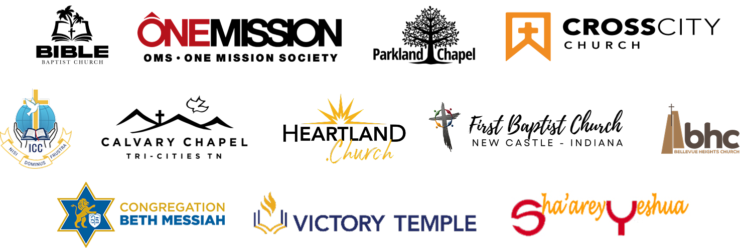 Diagram illustrating the layout of Christian churches and organizations in East Chicago, Indiana, including Beth Messiah Congregation, Victory Temple, and four other local churches.