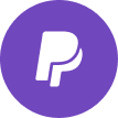 purple circle with white paypal icon