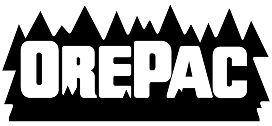 Logo with the word 'OREPAC' in bold, white block letters on a transparent background.