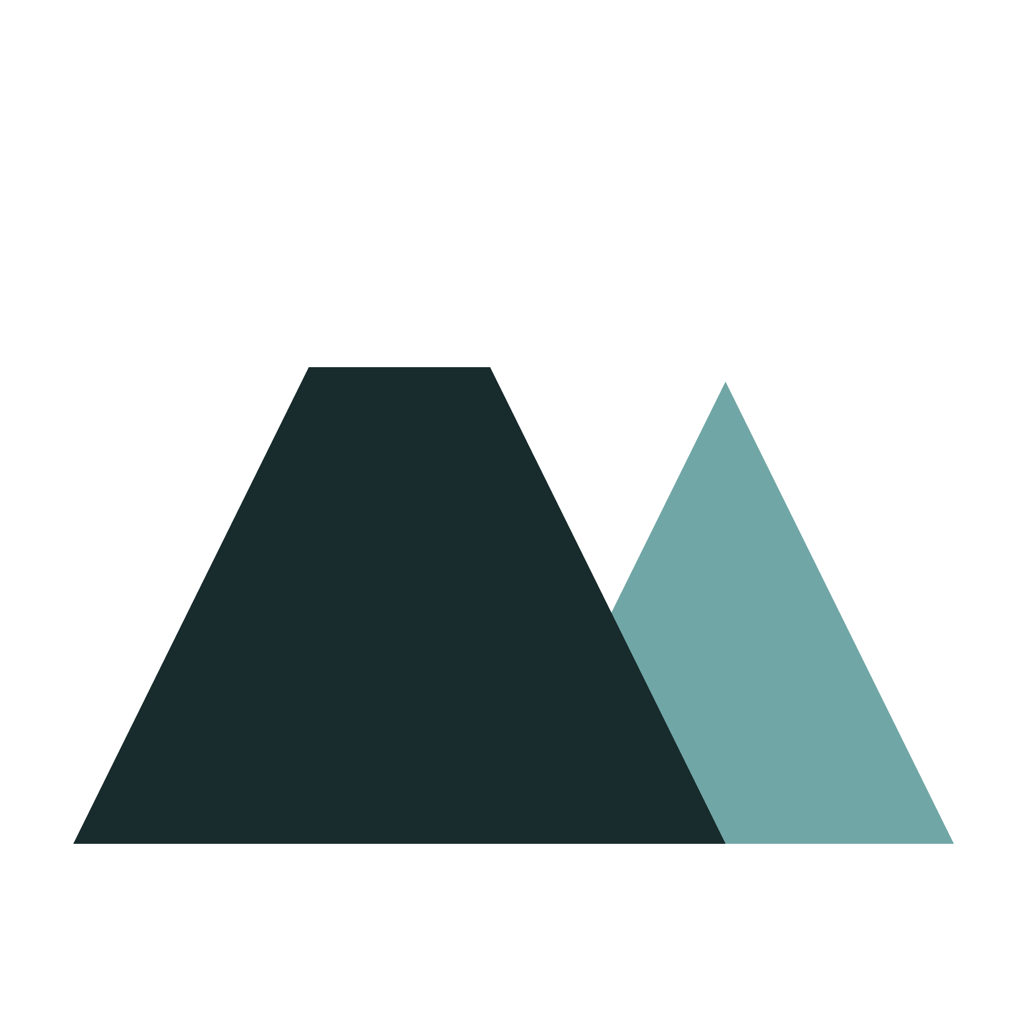 Abstract geometric design with black background and various triangles in white, dark teal, and light teal colors.