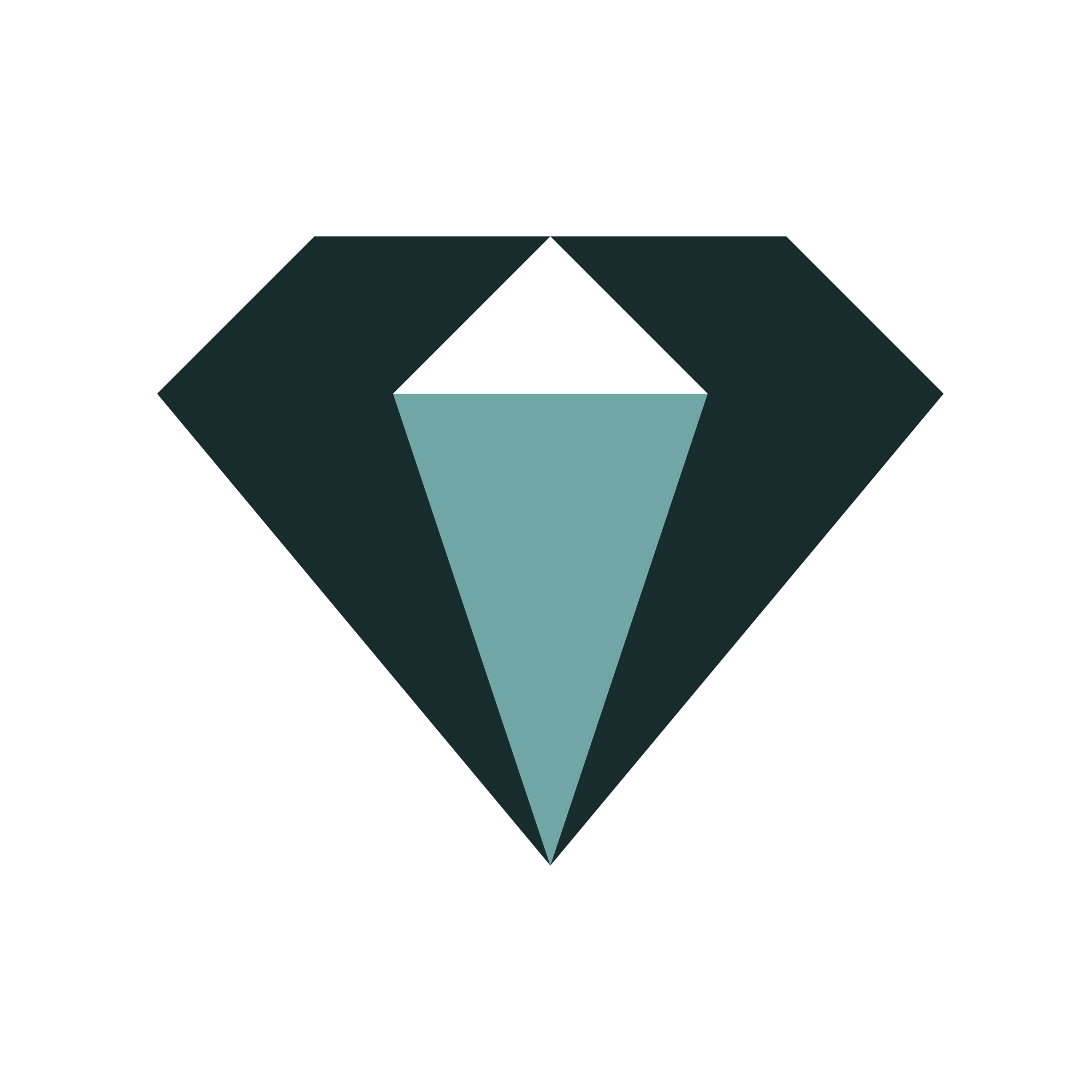 A digital illustration of a diamond shape in a 3D isometric style, with different shades of blue and teal, set against a black background.