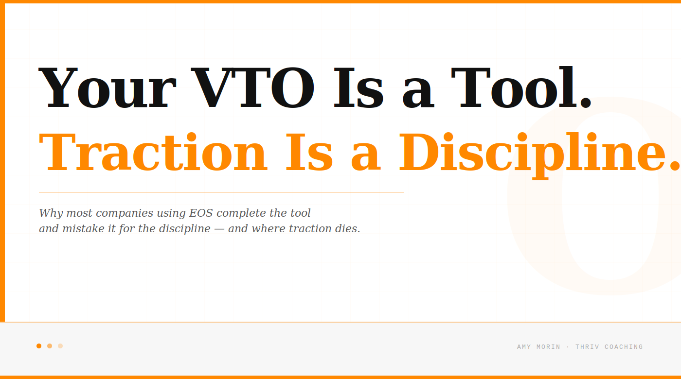 The VTO Is a Tool. The Eight Questions Are the Discipline. Most Companies Only Have the Tool.