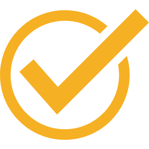 Simbolo di verifica con una spunta gialla all'interno di un cerchio, su sfondo nero.