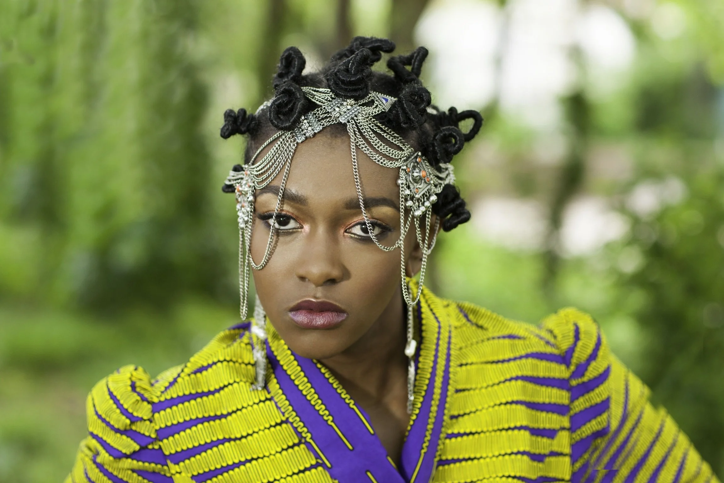 Portrait session with African woman with interesting hair jewellery by G’Safe Exposure London
