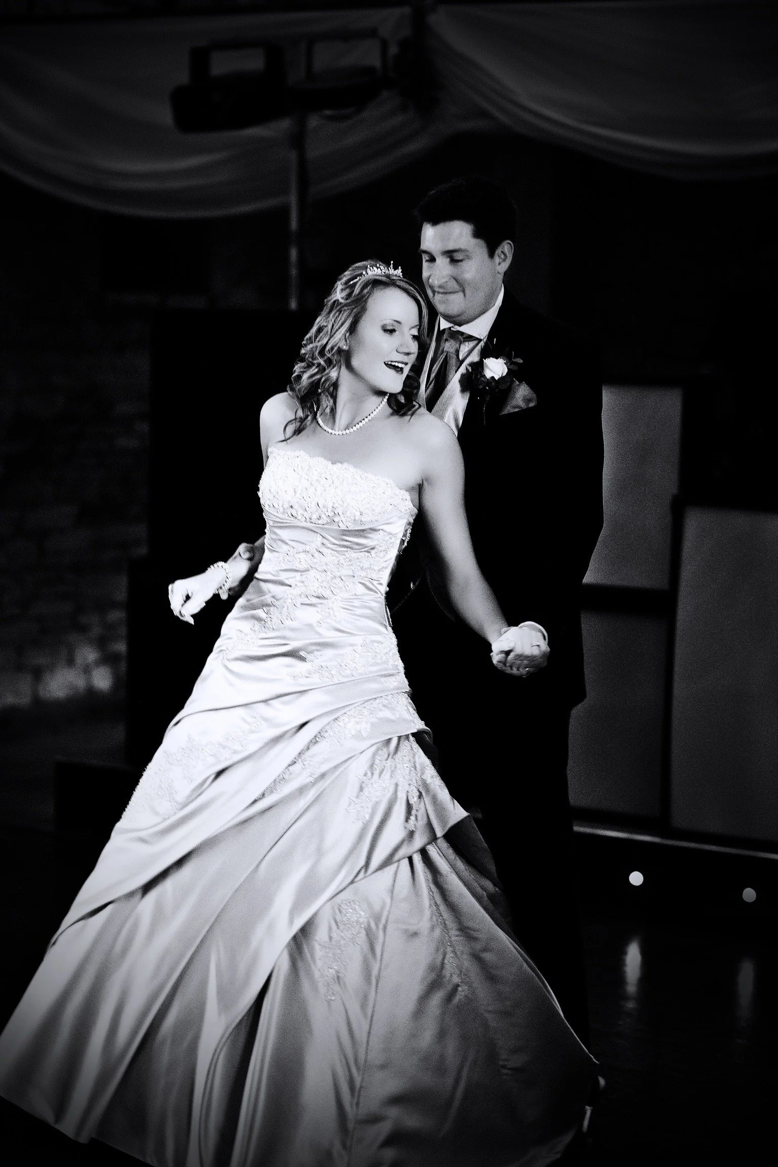 Black and white Wedding image of first dance in London by G’Safe Exposure Greenwich London