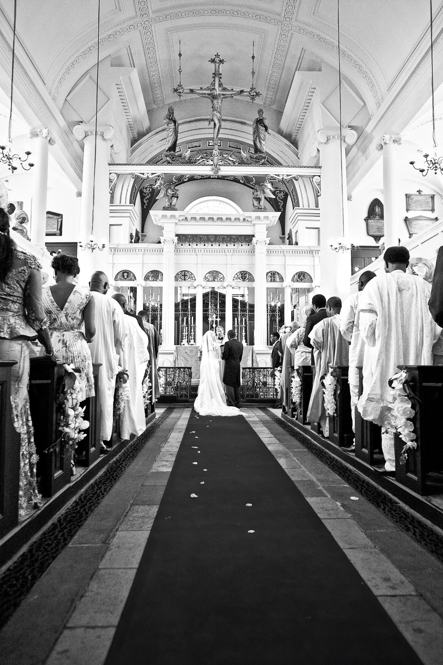 Black and white Wedding image of couple in London Church by G’Safe Exposure Greenwich London