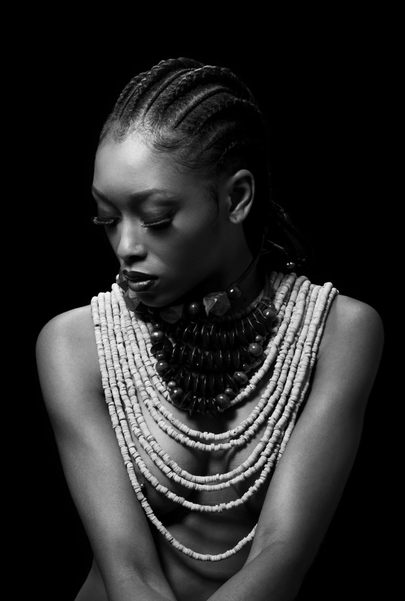 Studio portrait photography with beaded jewellery by G’Safe Exposure Greenwich