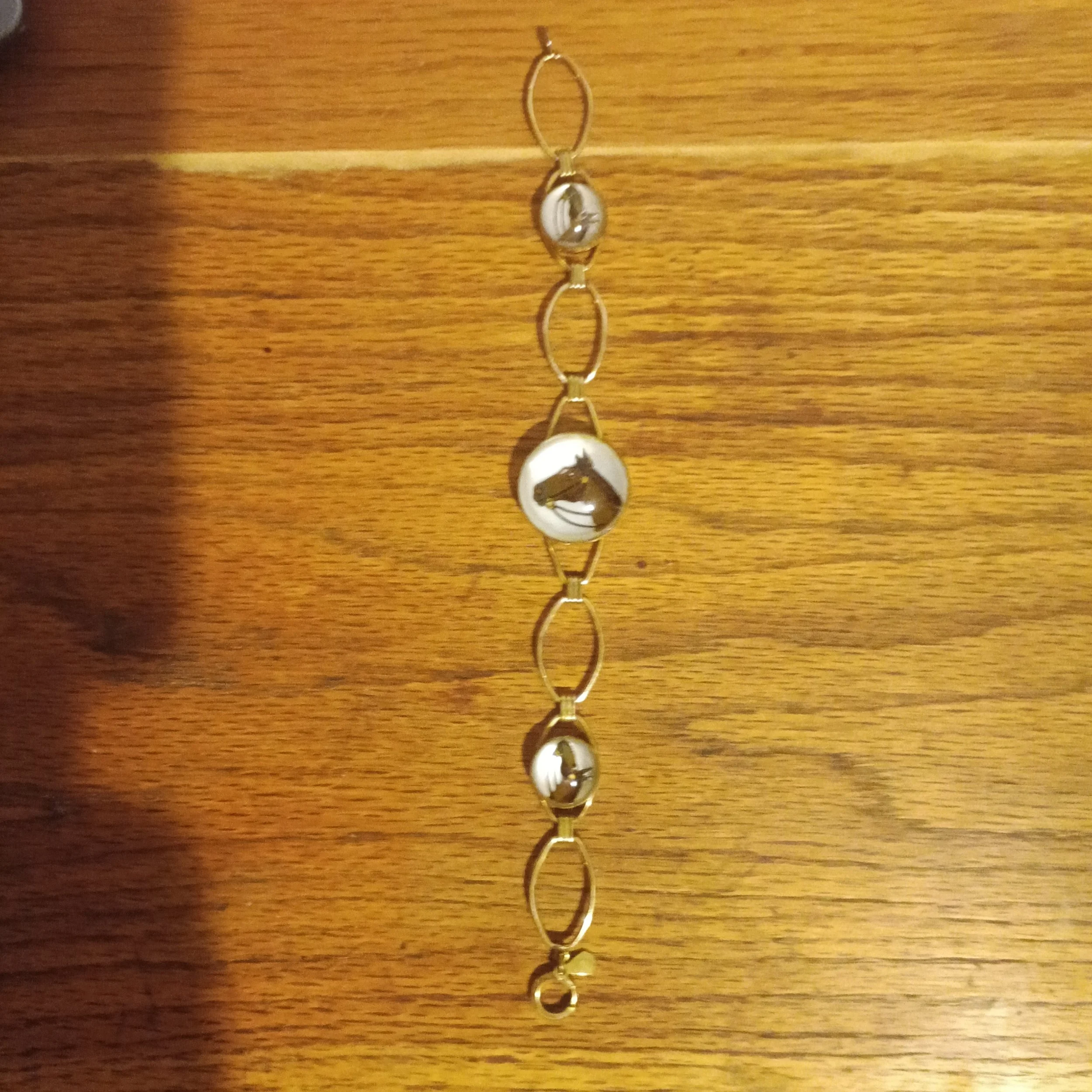 Vintage 14k gf with Crystal with Horse Intaglio Bracelet