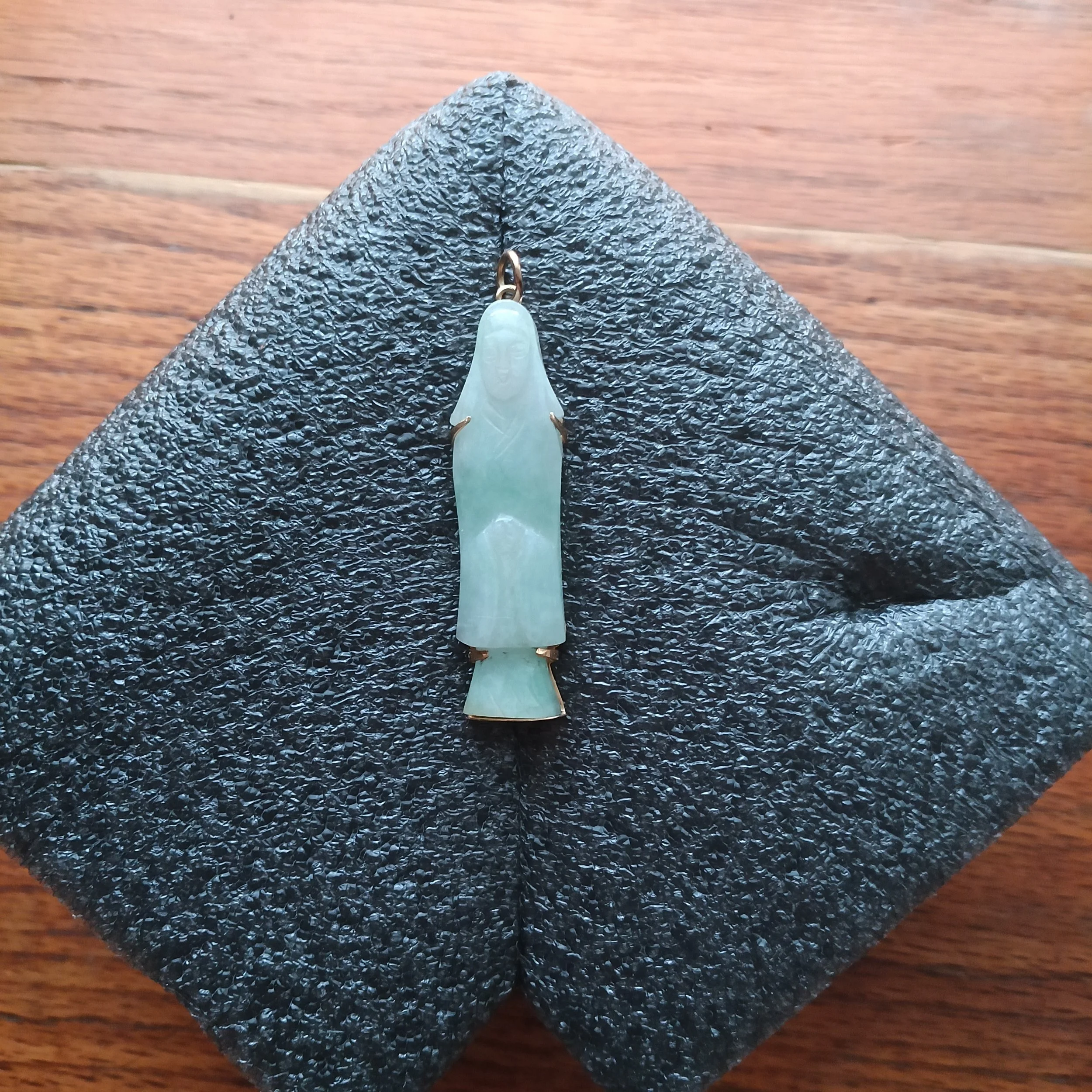 14kt Gold Pendant with Jade of Guanyin