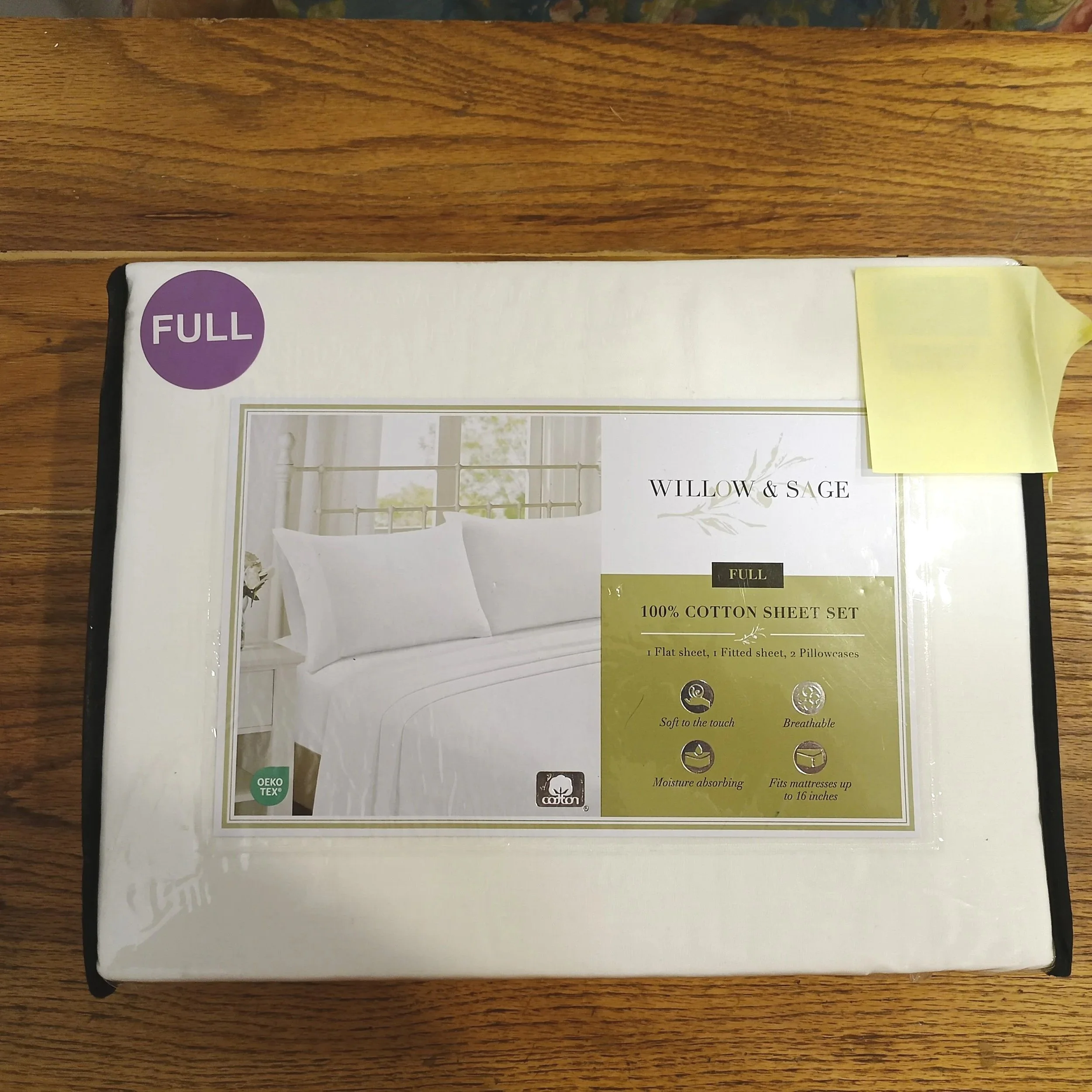Full Size, 100% Cotton, white sheet set