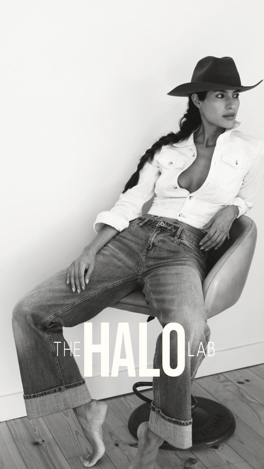 Carla Aciar wearing a black wide-brim fedora hat by The Halo Lab