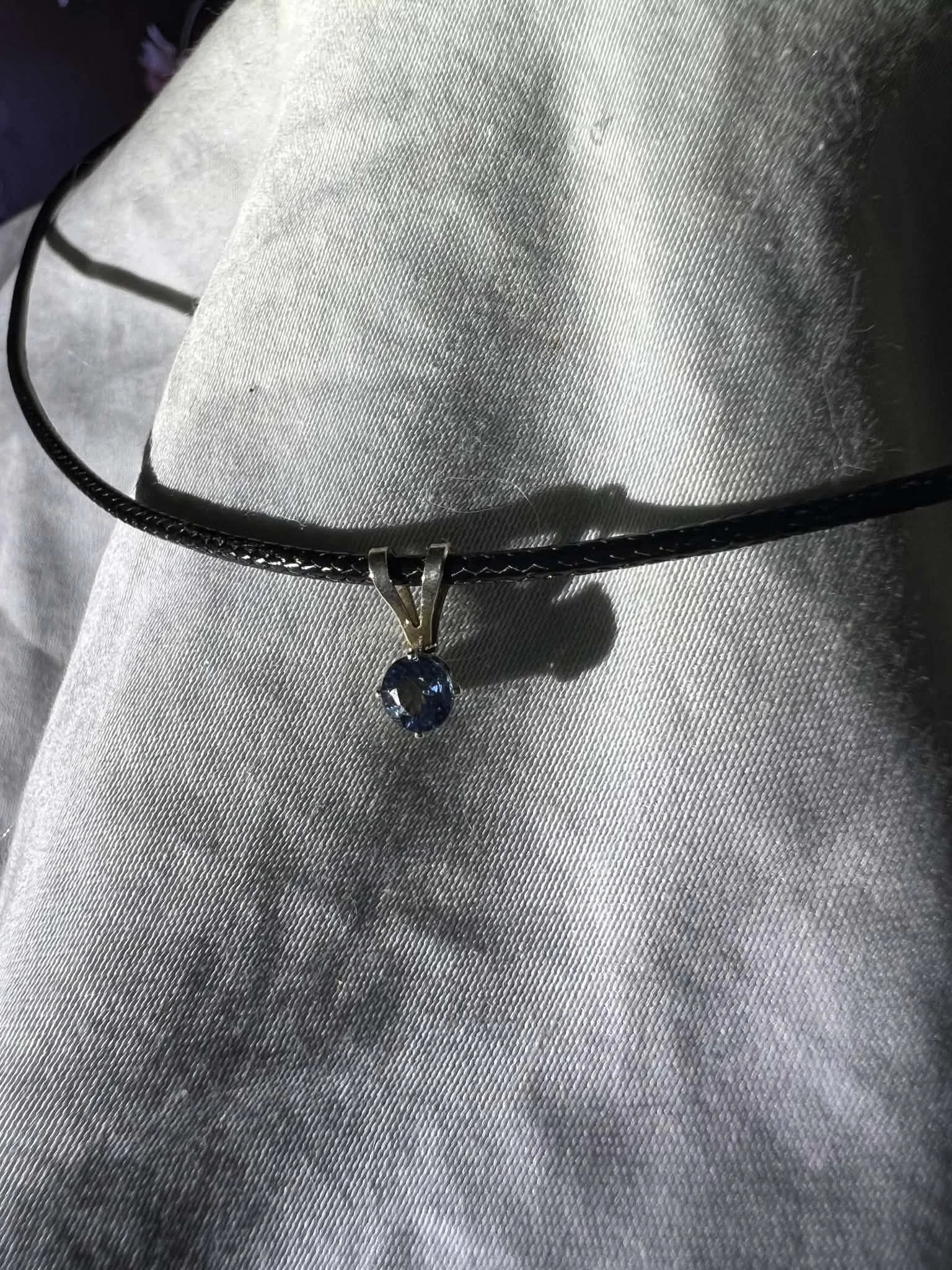 Sterling Silver Medium Blue Saphire with Braided Nylon Rope 4.jfif