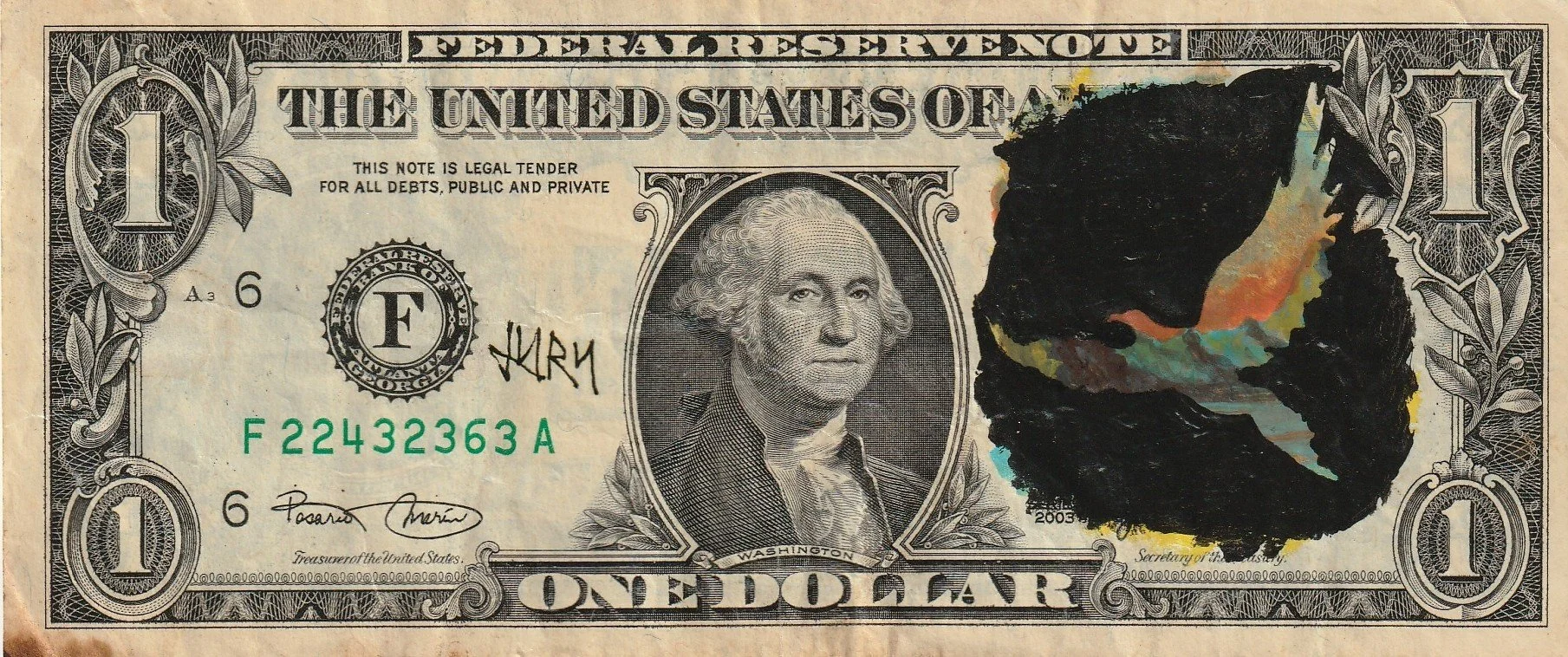Inverted Bird Dollar Art By Jury The Clown