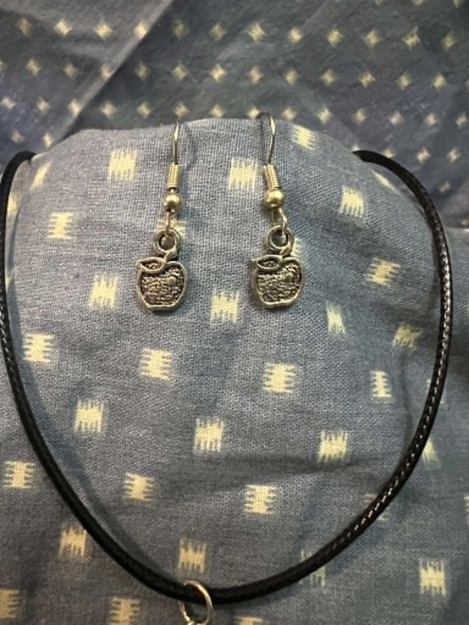 Sterling Silver Apple Pendant and Earring Set 3.jfif