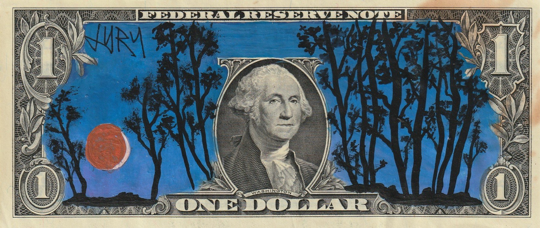 Moonlit Dollar Bill Art by Jury The Clown
