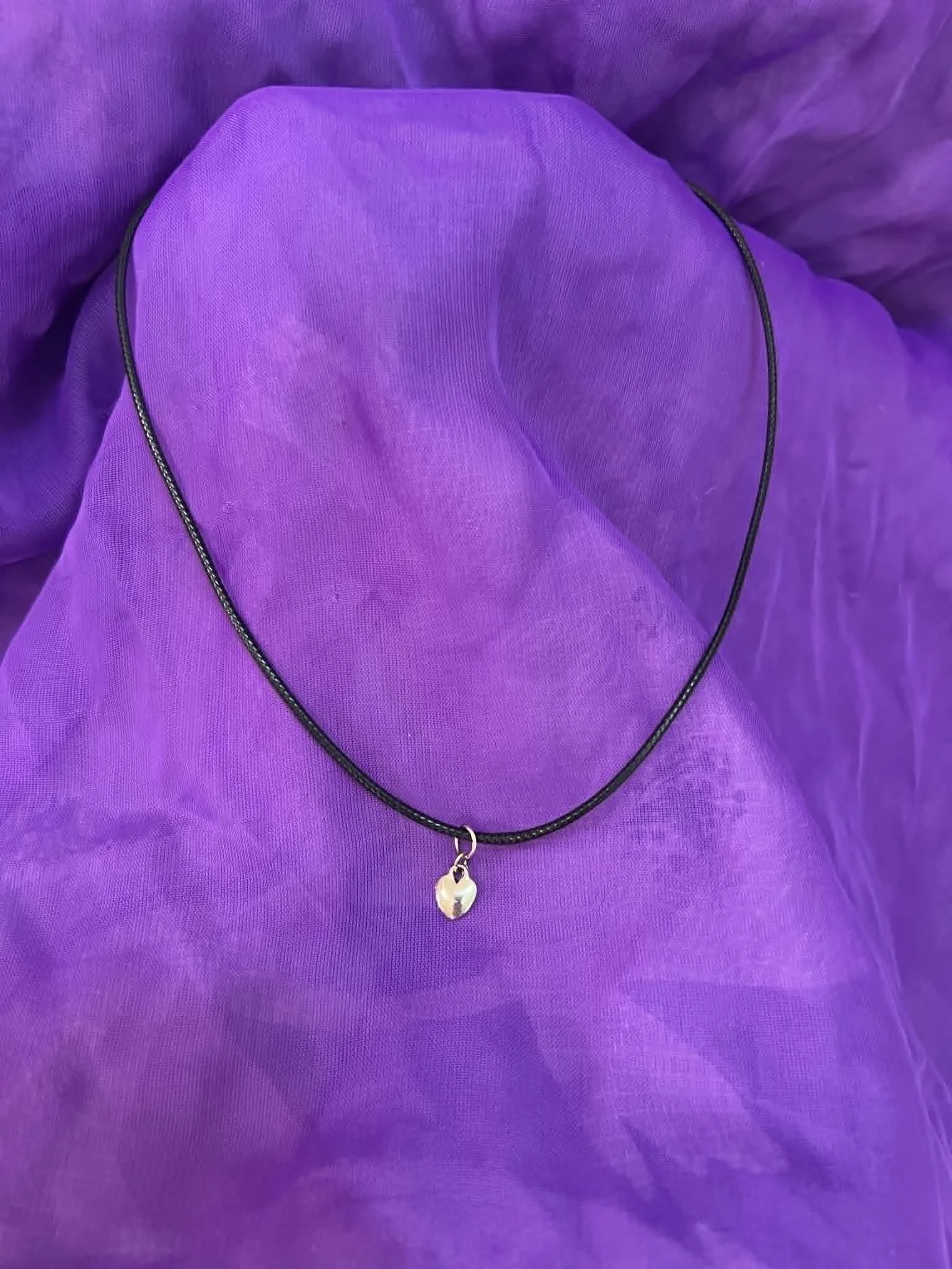 Sterling Silver Heart Pendant with a braided nylon rope 2.jfif