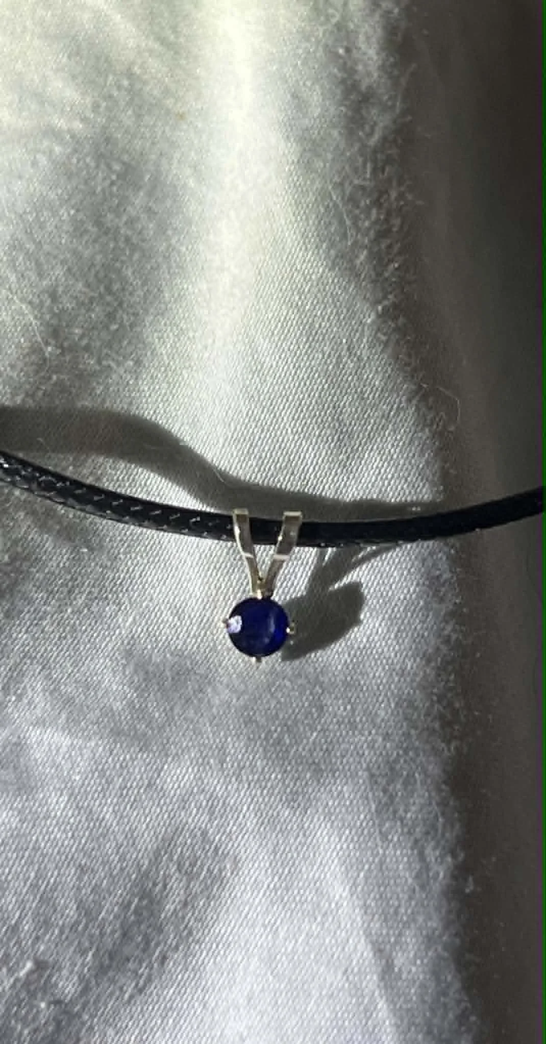 Sterling Silver Deep Blue Saphire with Braided Nylon Rope 3.jfif