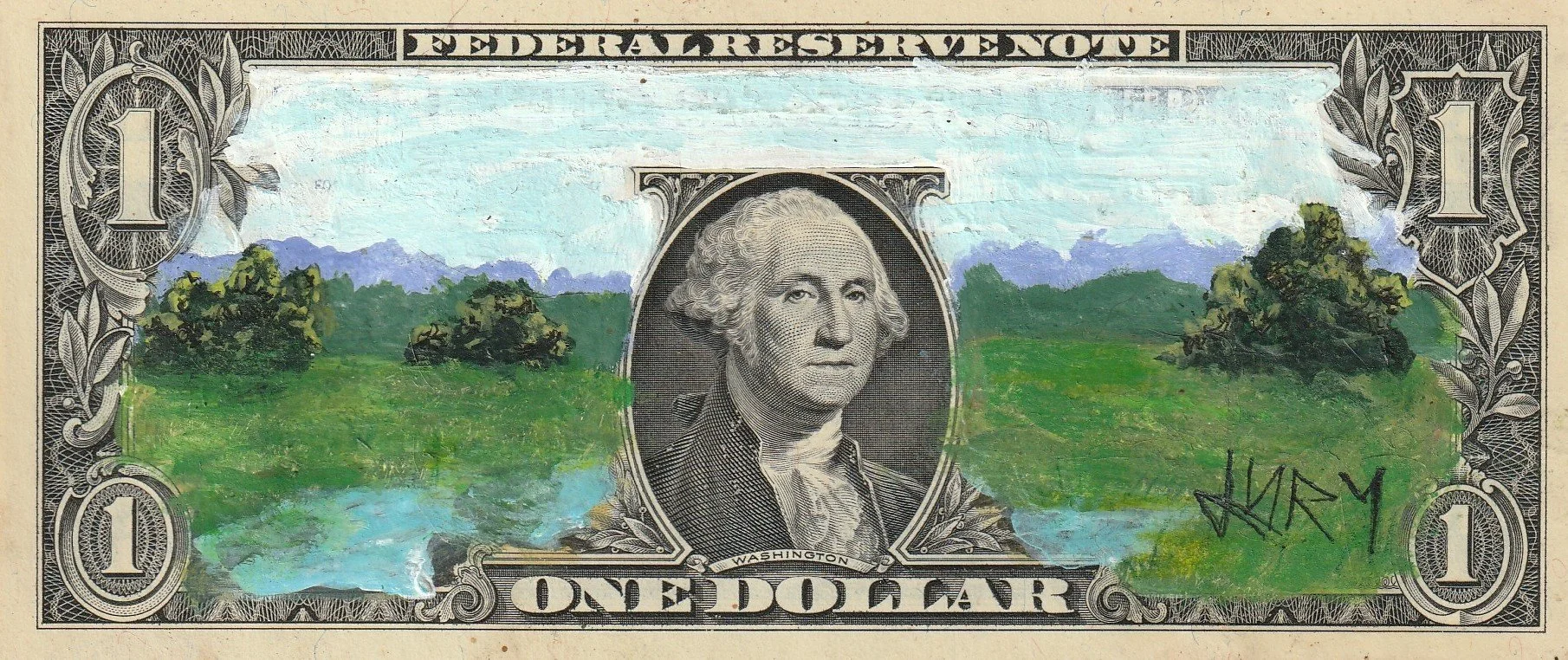 Landscape Dollar Bill Art