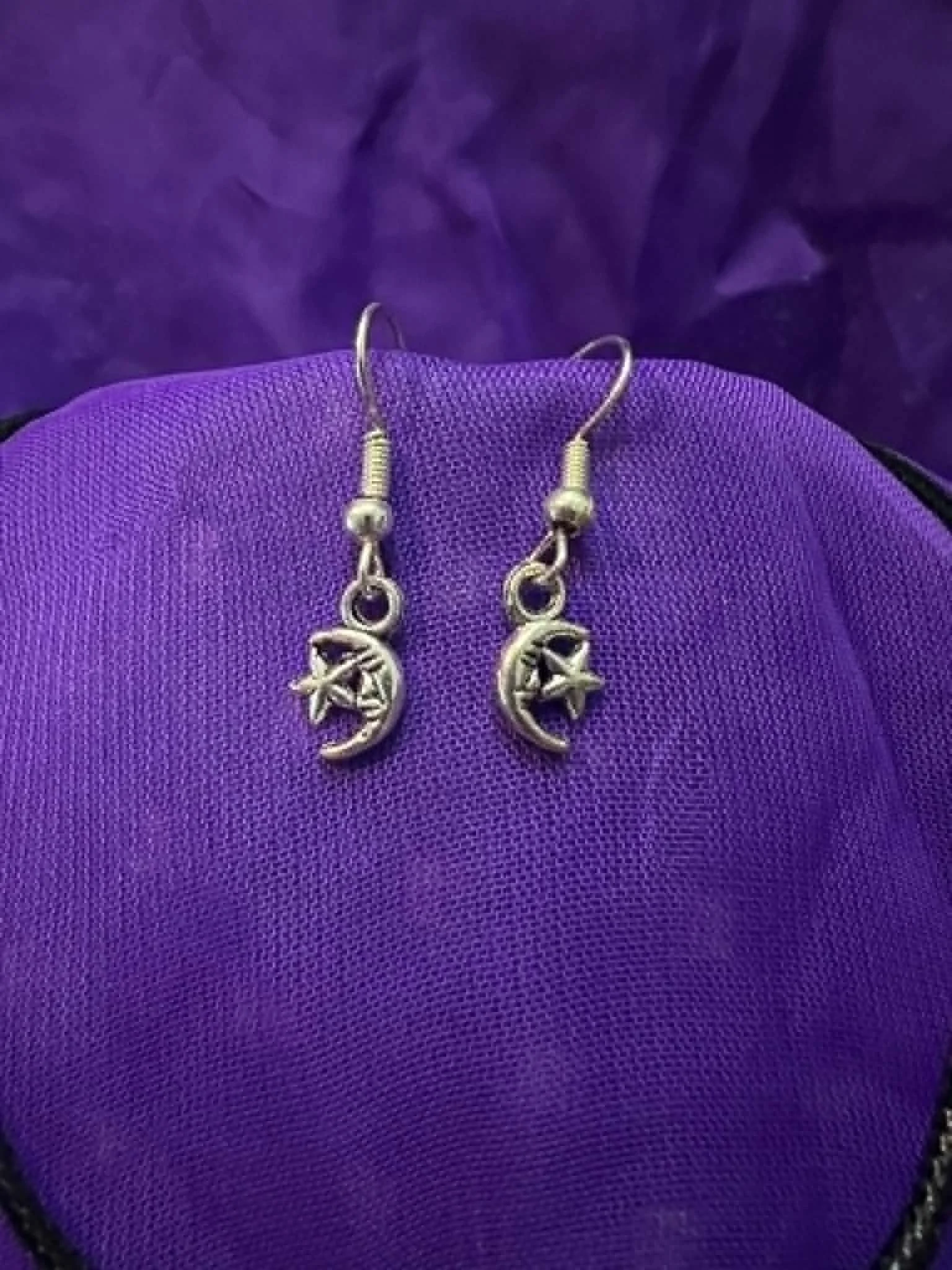 Sterling Silver Moon and Star Pendant and Earring Set 3.jfif