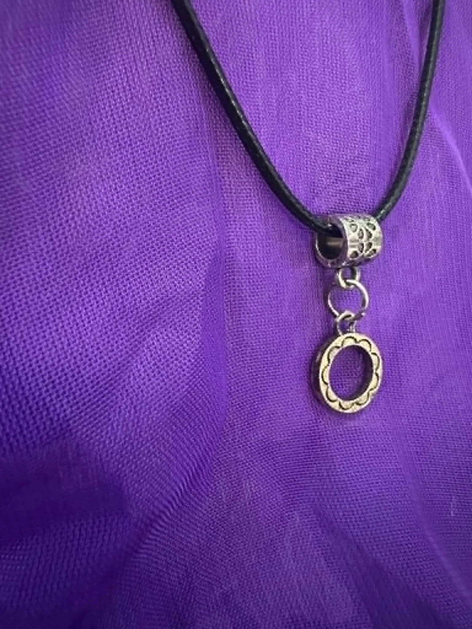 Sterling Silver Round Flower Pendant with a braided nylon rope 4.jfif
