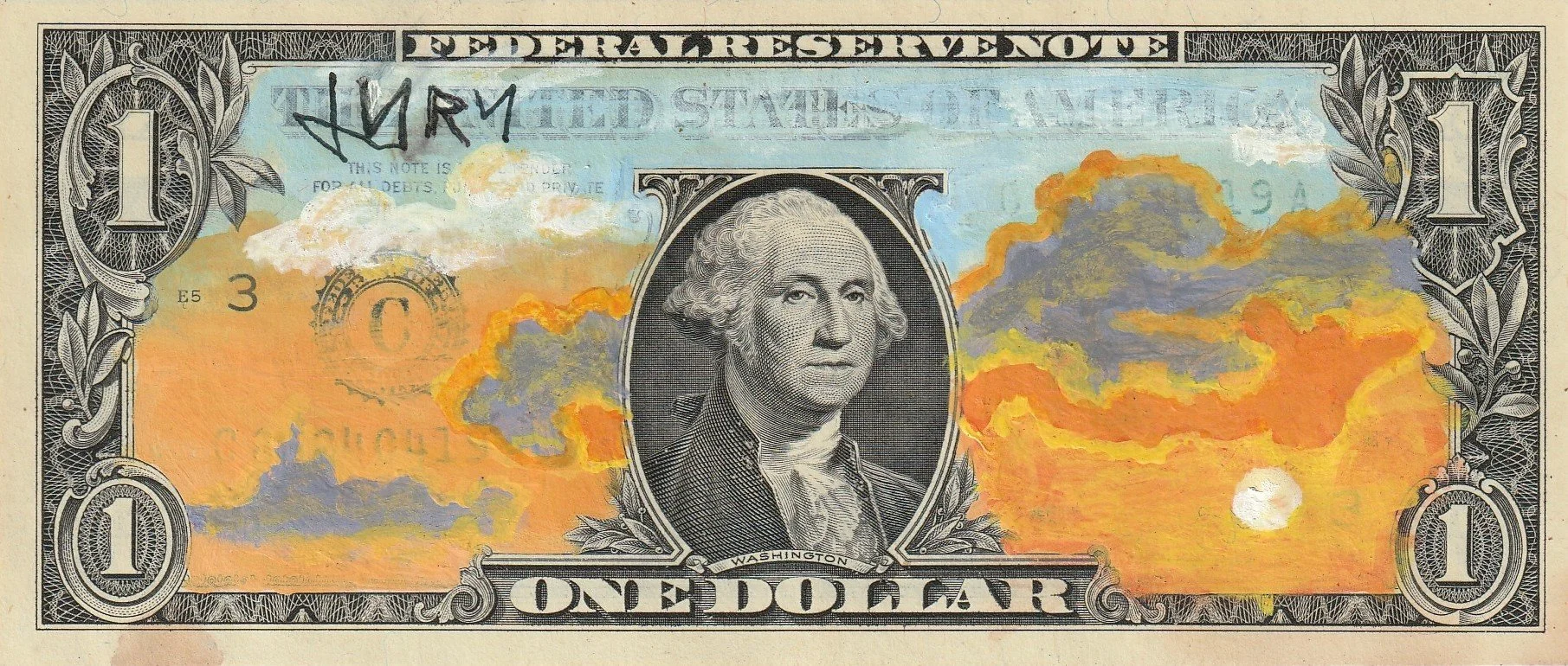 Full Orange Sky Dollar Art by Jury The Clown