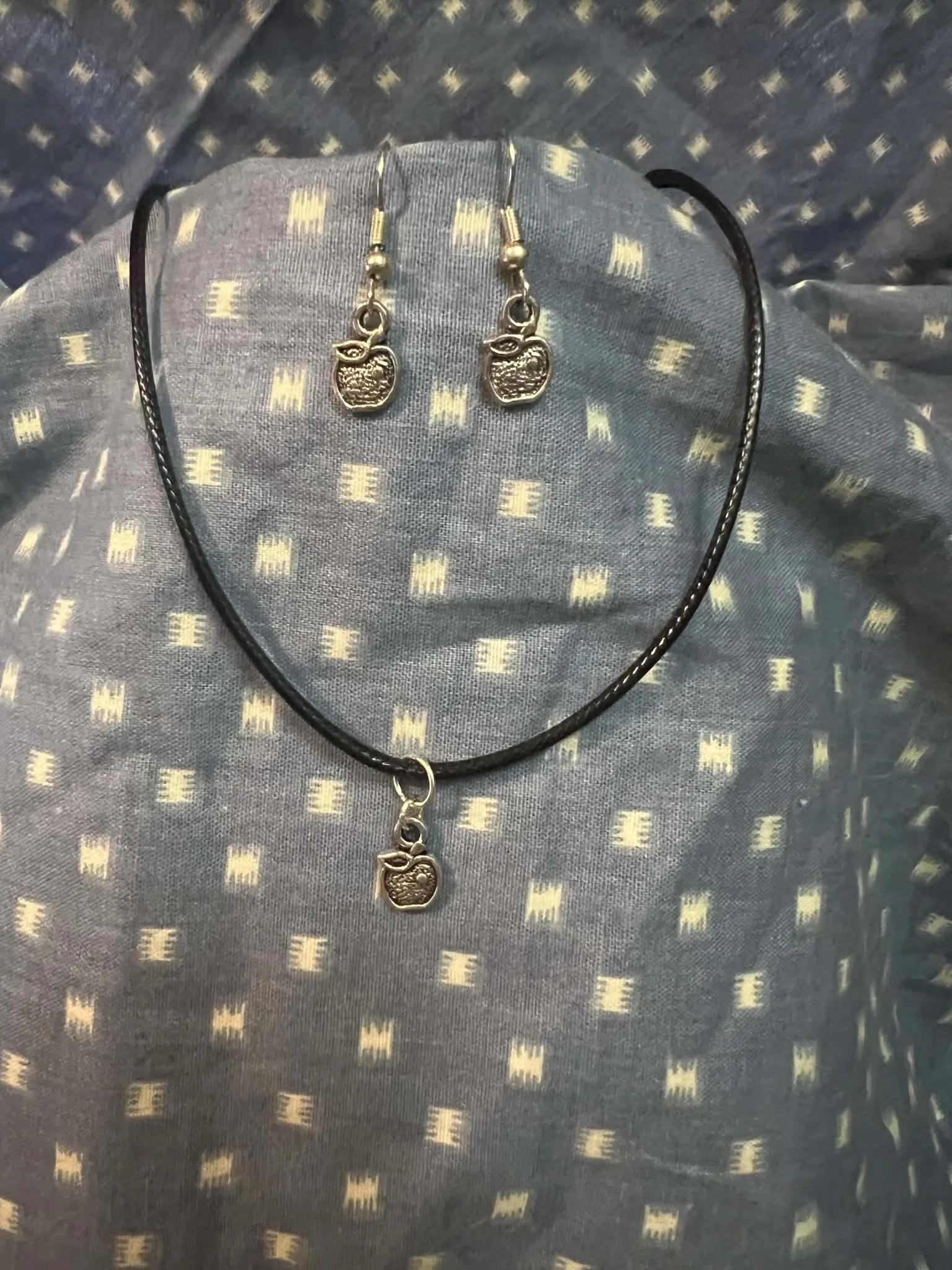 Sterling Silver Apple Pendant and Earring Set 1.jfif