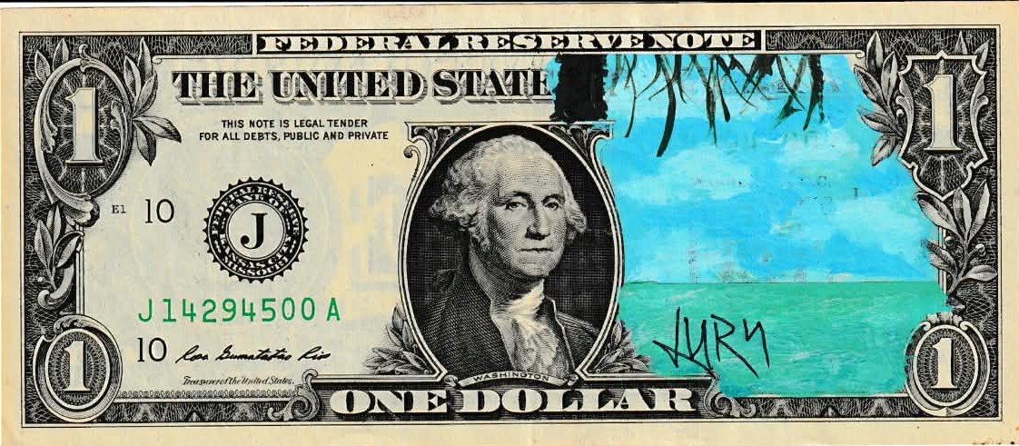 Half Tropic Ocean View Dollar Art by Jury The Clown